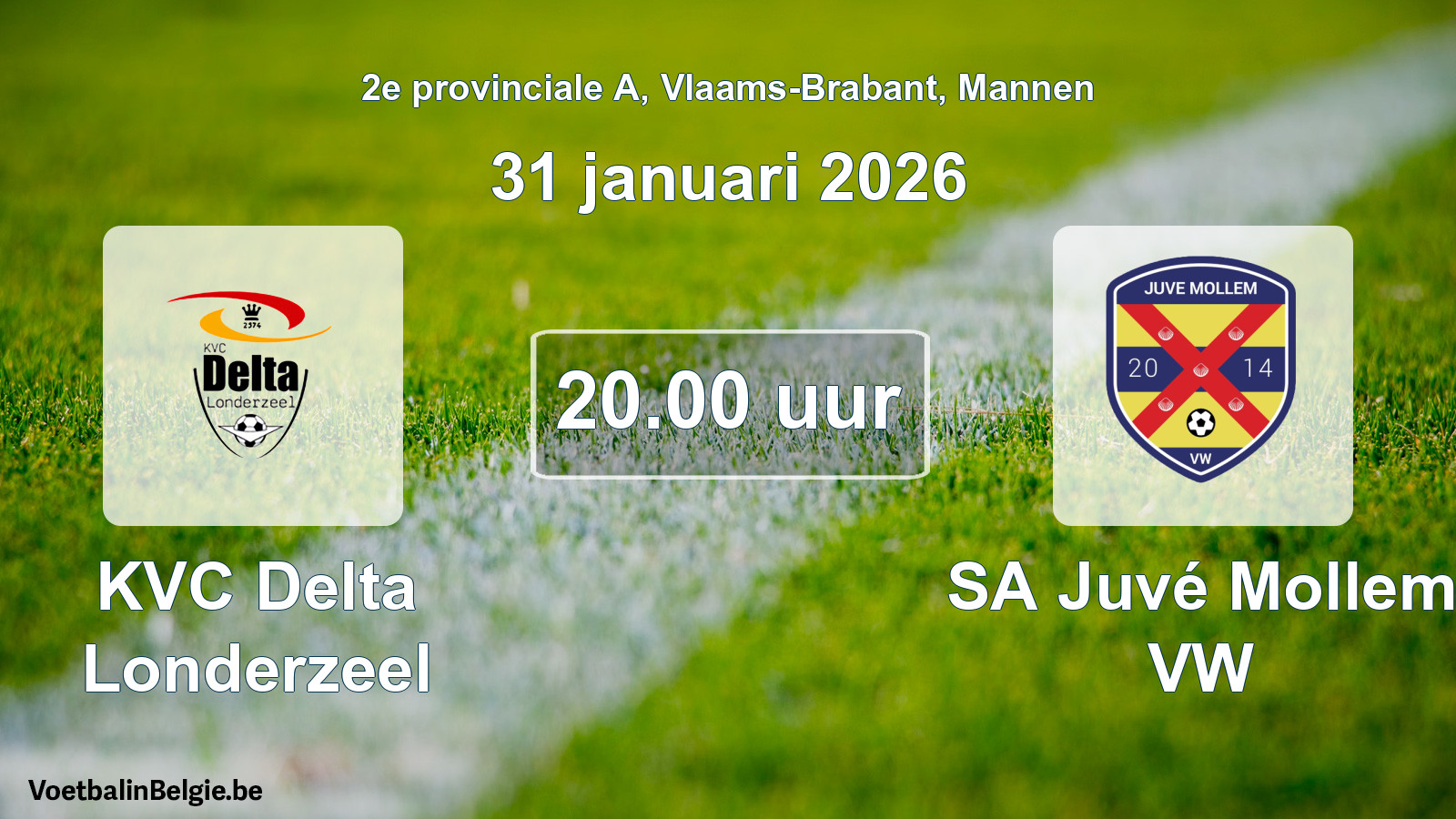 Scheduled match men football: KVC Delta Londerzeel - SA Juvé Mollem VW (31 January 2026)