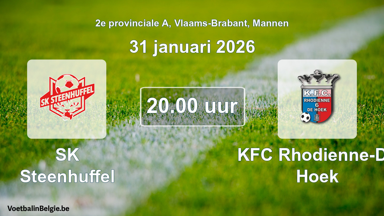 Geplande wedstrijd mannenvoetbal: SK Steenhuffel - KFC Rhodienne-De Hoek (31 januari 2026)