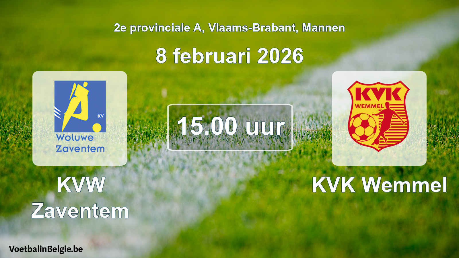 Scheduled match men football: KVW Zaventem - KVK Wemmel (8 February 2026)