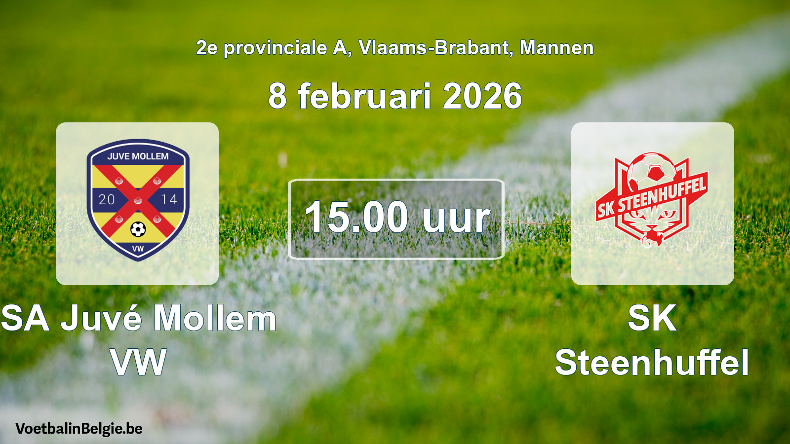 Scheduled match men football: SA Juvé Mollem VW - SK Steenhuffel (8 February 2026)