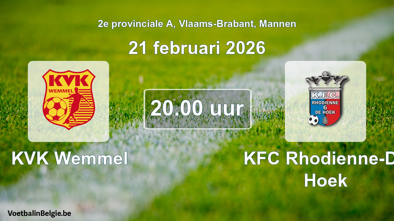Scheduled match men football: KVK Wemmel - KFC Rhodienne-De Hoek (21 February 2026)
