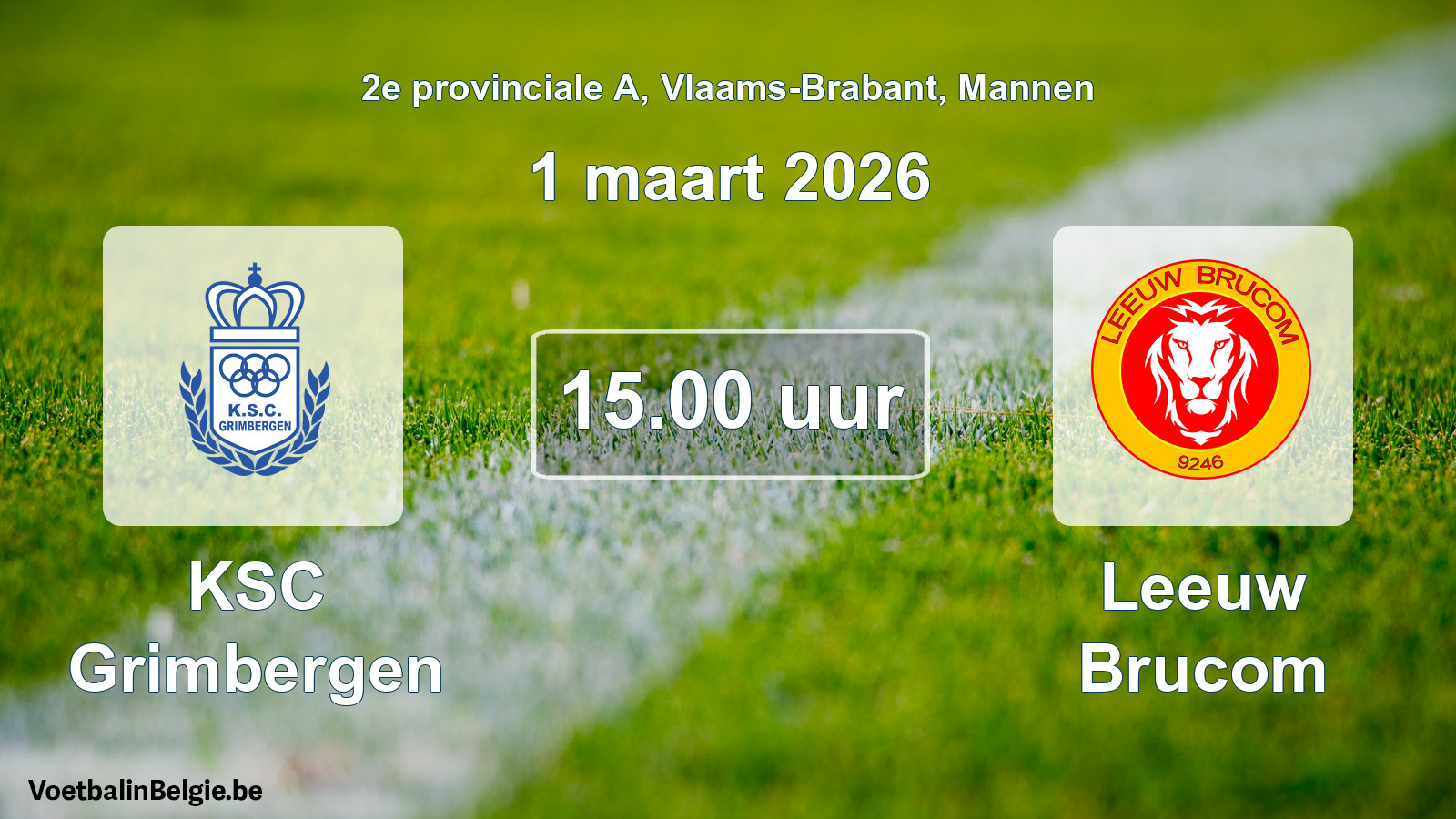 Scheduled match men football: KSC Grimbergen - Leeuw Brucom (1 March 2026)