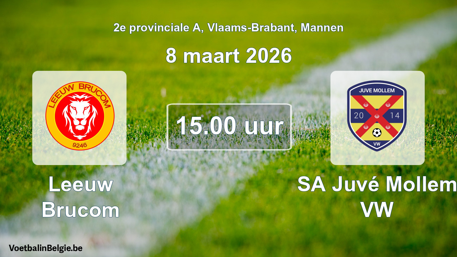 Scheduled match men football: Leeuw Brucom - SA Juvé Mollem VW (8 March 2026)