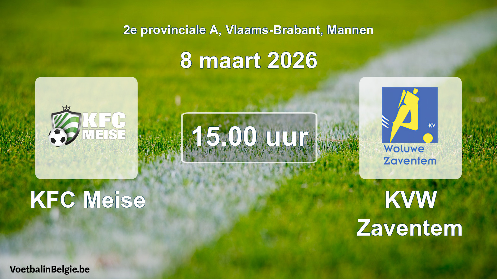 Scheduled match men football: KFC Meise - KVW Zaventem (8 March 2026)