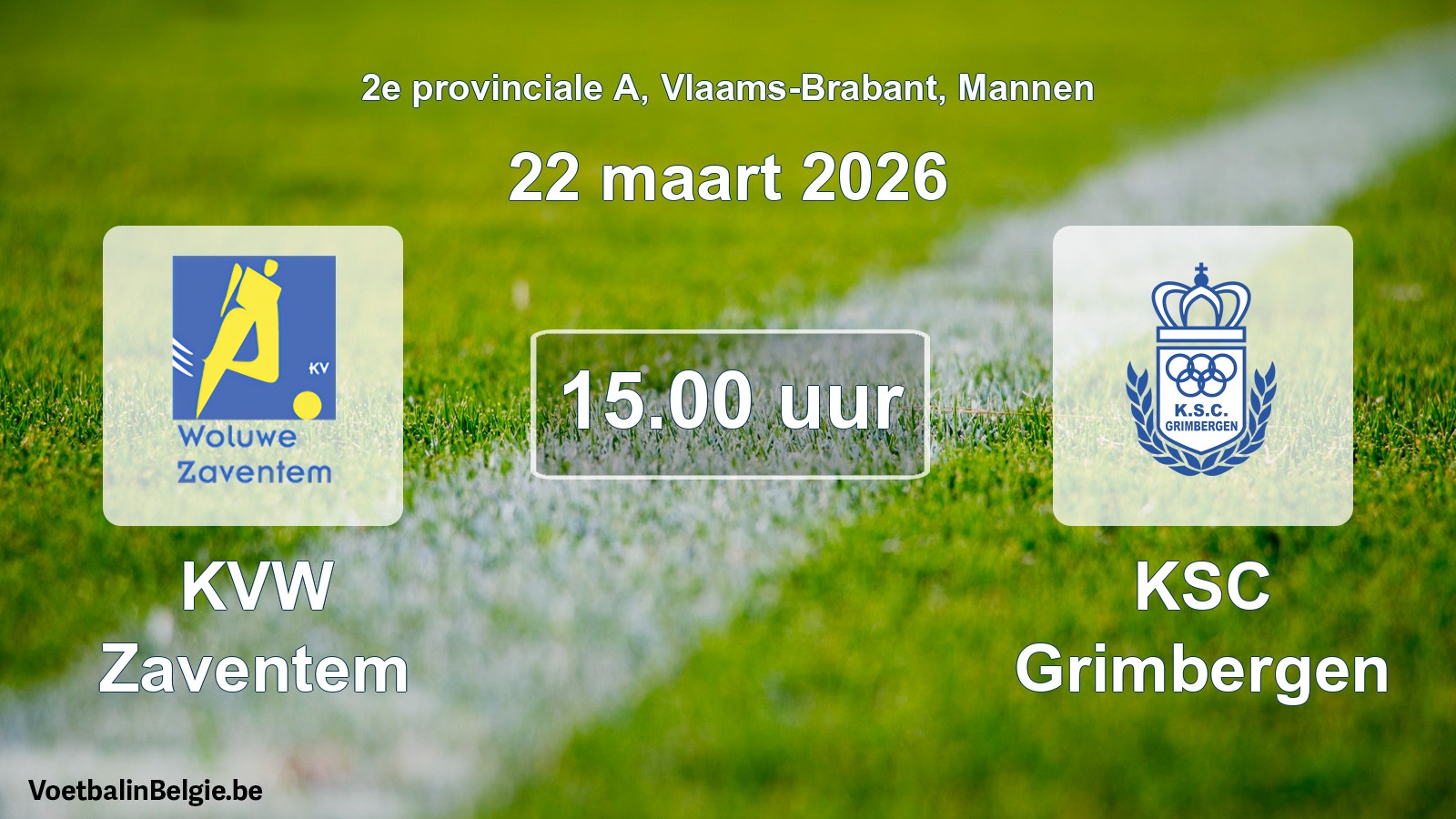 Scheduled match men football: KVW Zaventem - KSC Grimbergen (22 March 2026)