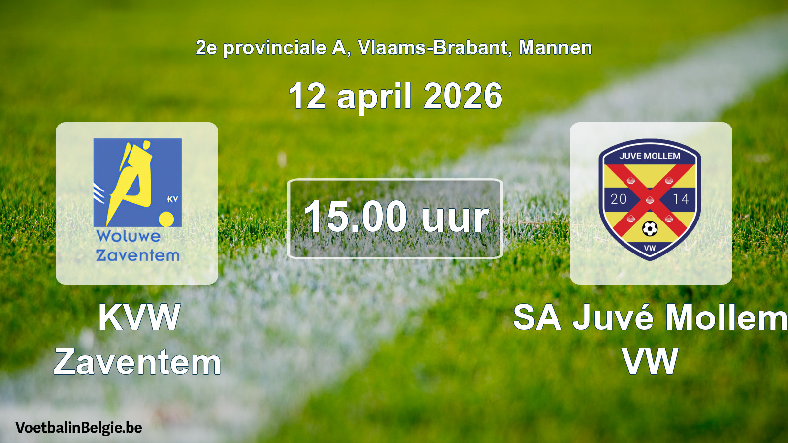 Scheduled match men football: KVW Zaventem - SA Juvé Mollem VW (12 April 2026)