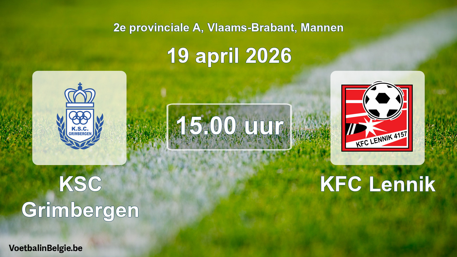 Scheduled match men football: KSC Grimbergen - KFC Lennik (19 April 2026)