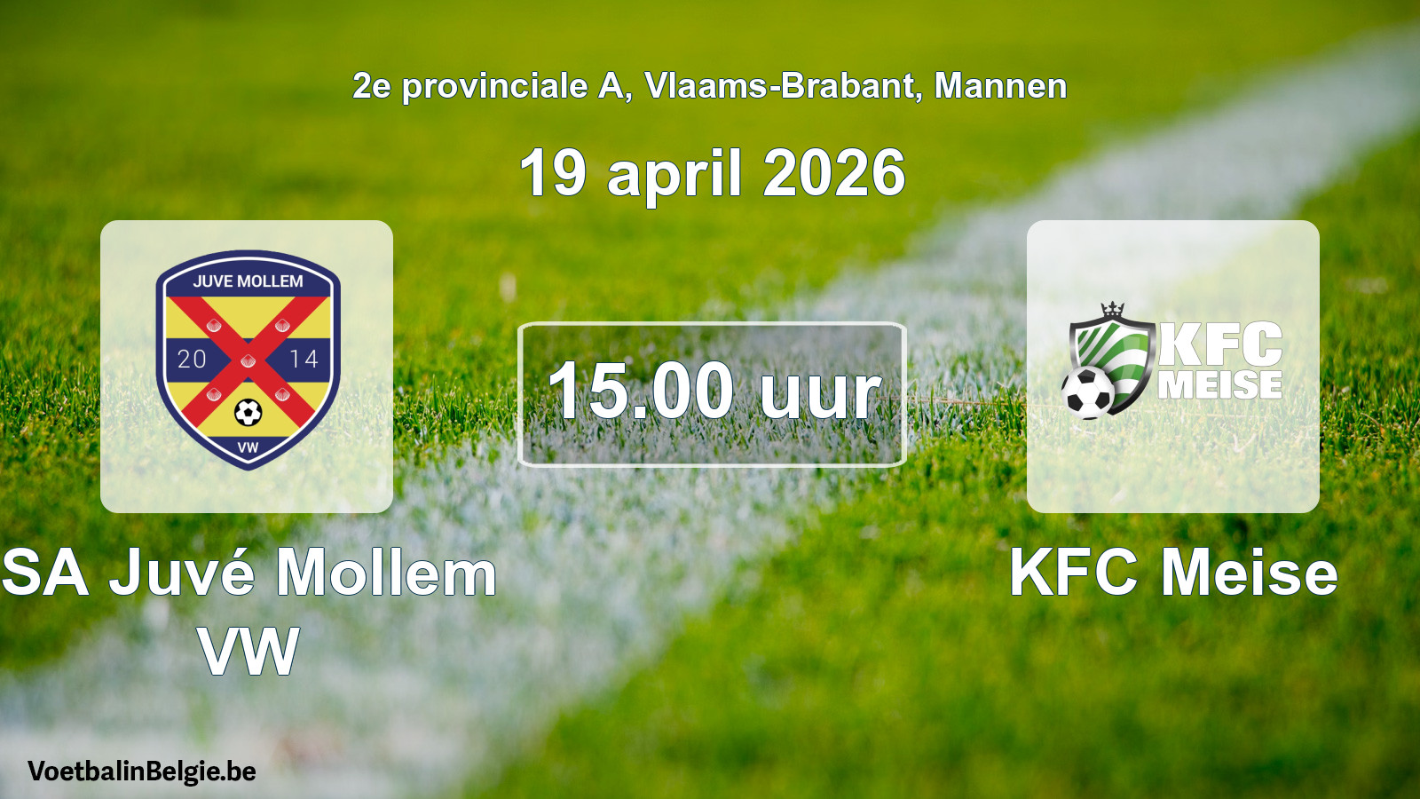 Scheduled match men football: SA Juvé Mollem VW - KFC Meise (19 April 2026)