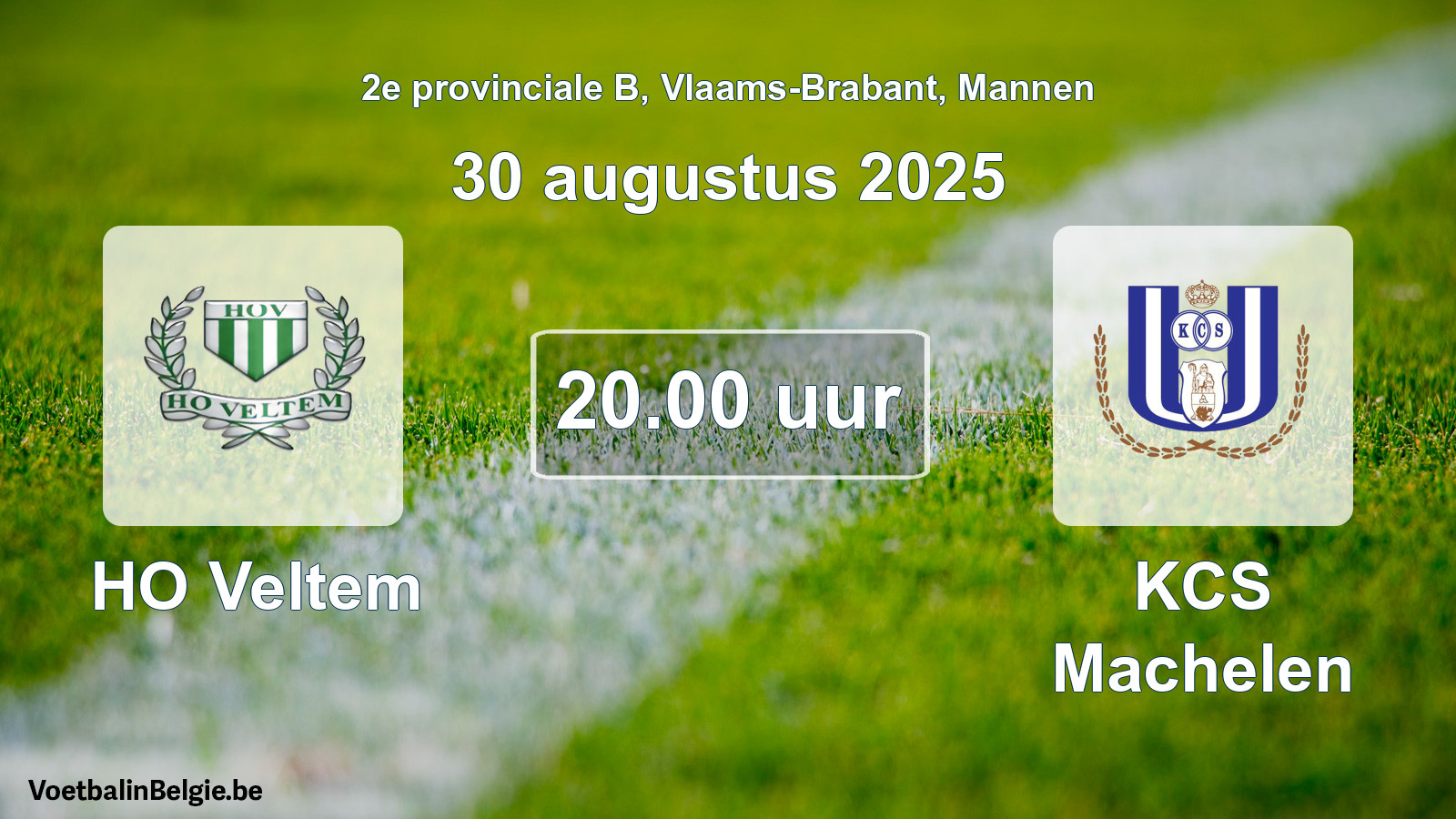 Geplande wedstrijd mannenvoetbal: HO Veltem - KCS Machelen (30 augustus 2025)