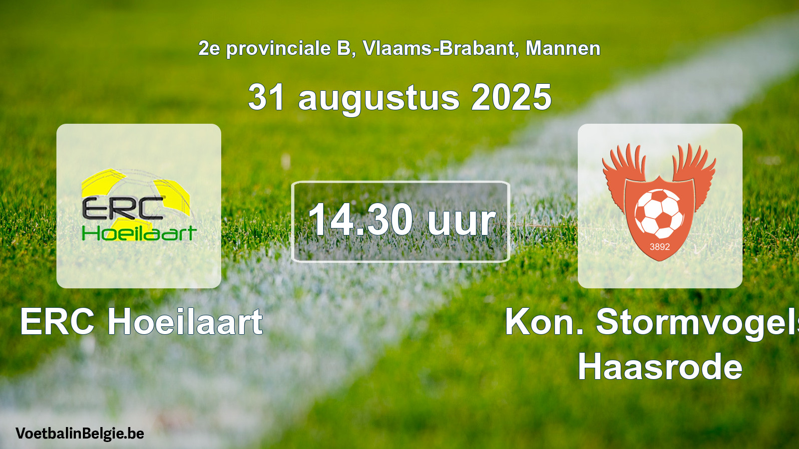 Scheduled match men football: ERC Hoeilaart - Kon. Stormvogels Haasrode (31 August 2025)