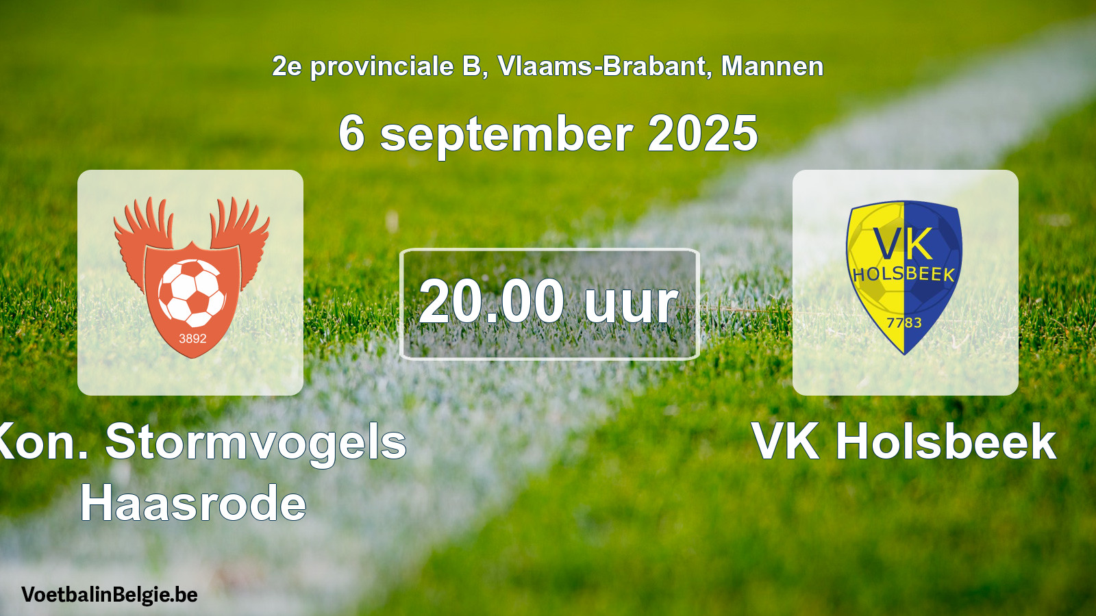 Geplande wedstrijd mannenvoetbal: Kon. Stormvogels Haasrode - VK Holsbeek (6 september 2025)