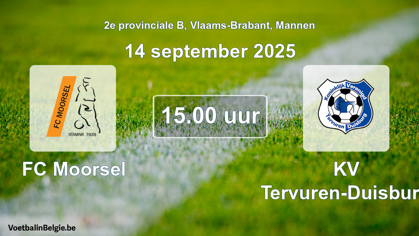 Geplantes Spiel männer-Fußball: FC Moorsel - KV Tervuren-Duisburg (14 September 2025)