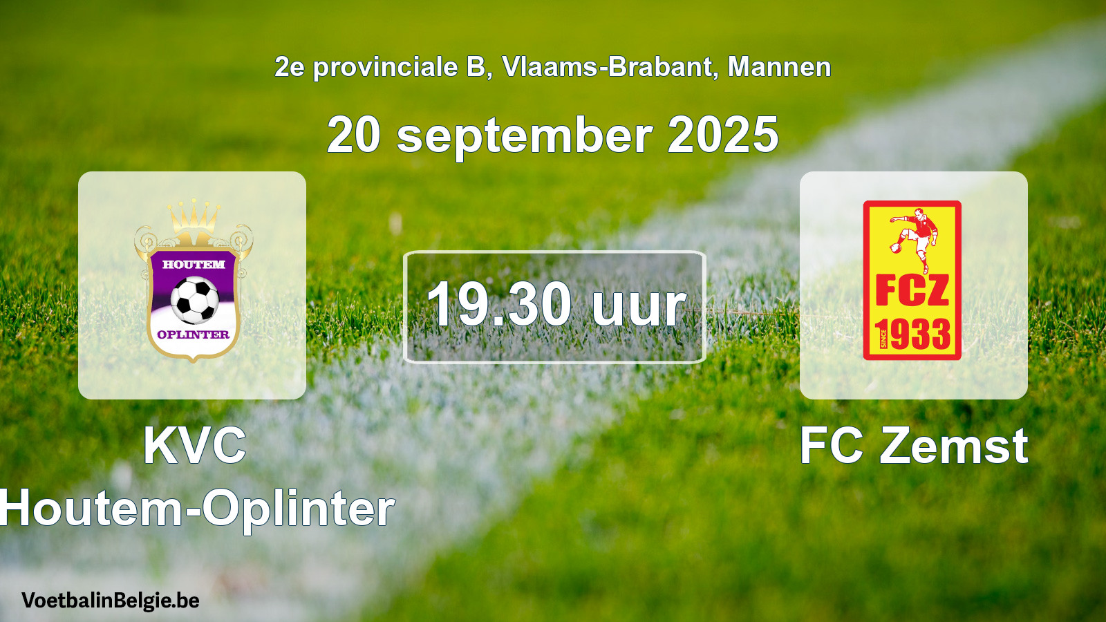 Scheduled match men football: KVC Houtem-Oplinter - FC Zemst (20 September 2025)