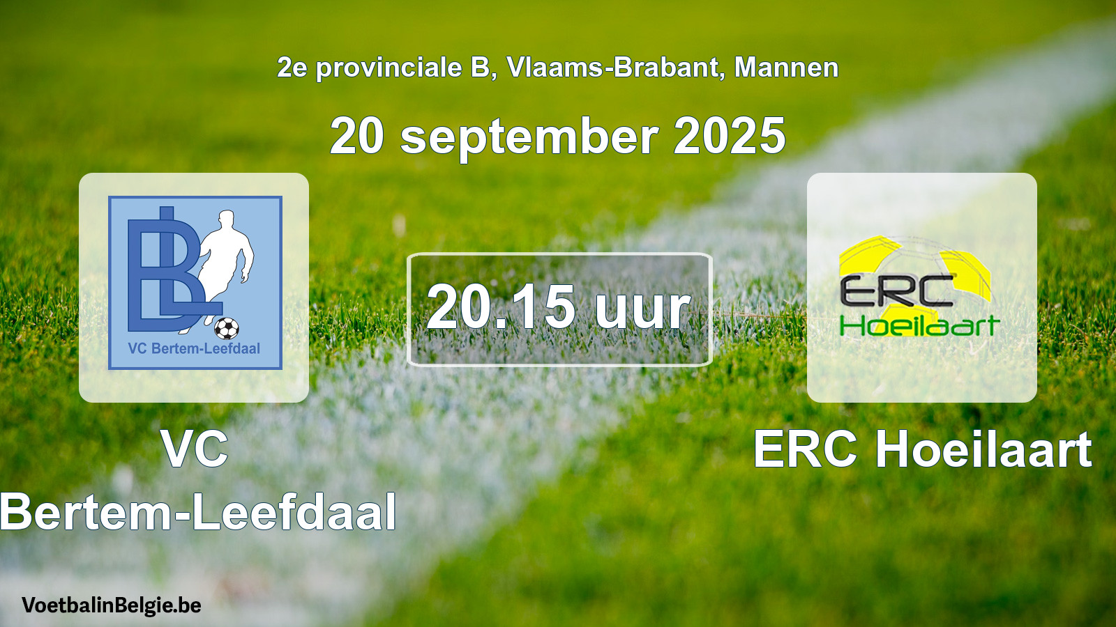 Scheduled match men football: VC Bertem-Leefdaal - ERC Hoeilaart (20 September 2025)