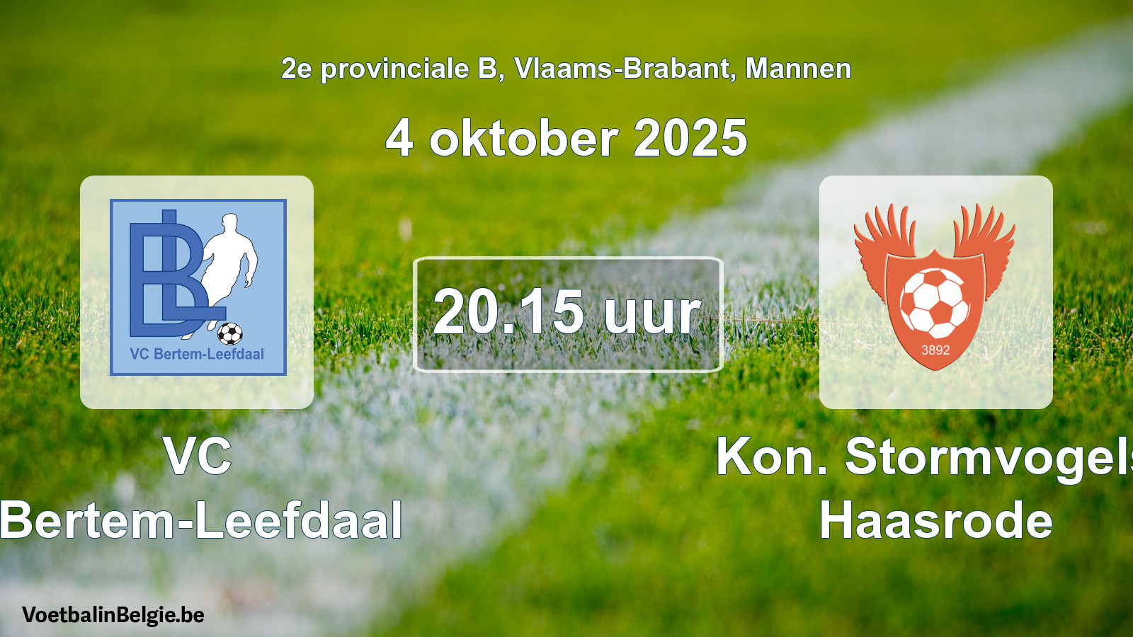 Scheduled match men football: VC Bertem-Leefdaal - Kon. Stormvogels Haasrode (4 October 2025)