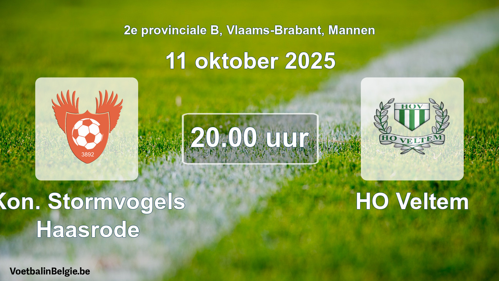 Scheduled match men football: Kon. Stormvogels Haasrode - HO Veltem (11 October 2025)