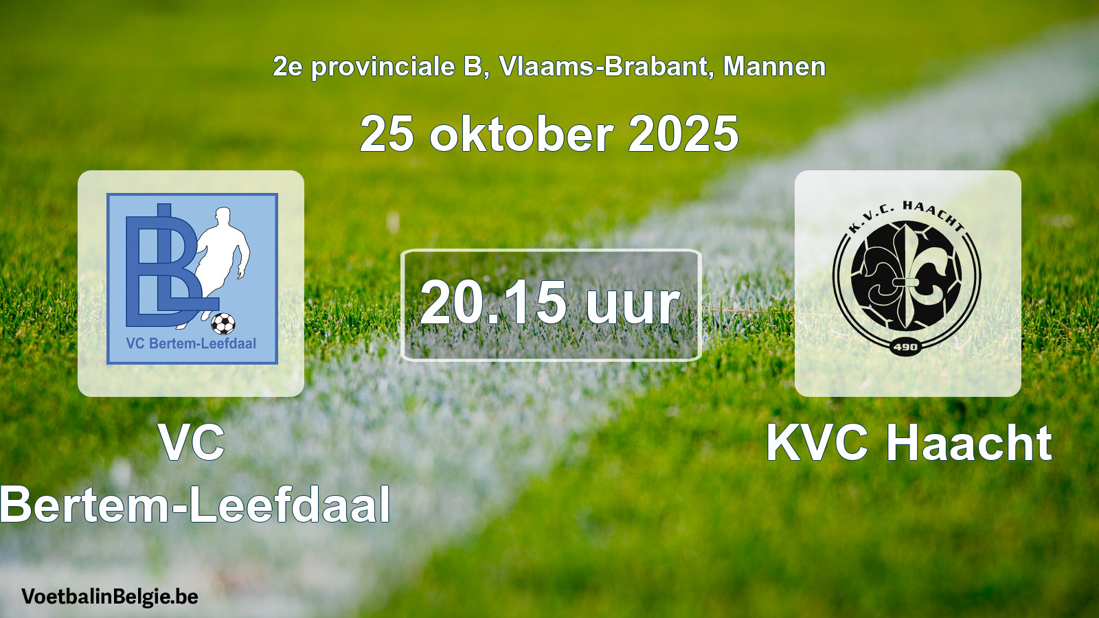 Geplande wedstrijd mannenvoetbal: VC Bertem-Leefdaal - KVC Haacht (25 oktober 2025)