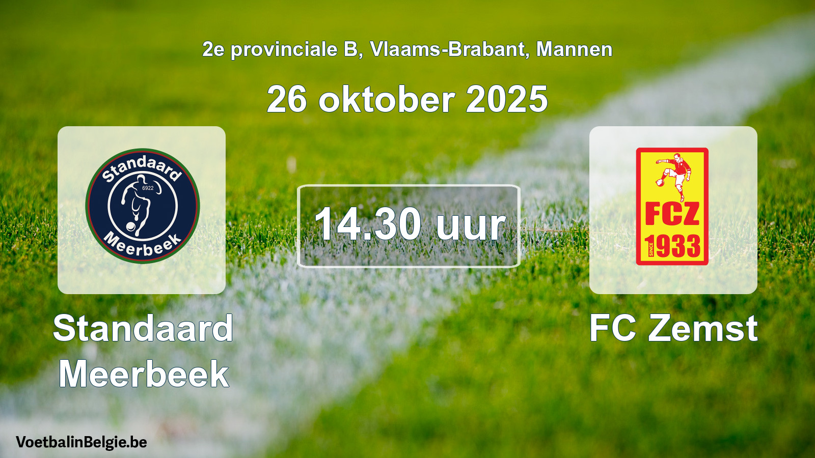Geplande wedstrijd mannenvoetbal: Standaard Meerbeek - FC Zemst (26 oktober 2025)