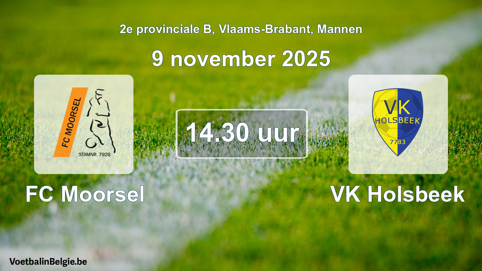 Scheduled match men football: FC Moorsel - VK Holsbeek (9 November 2025)