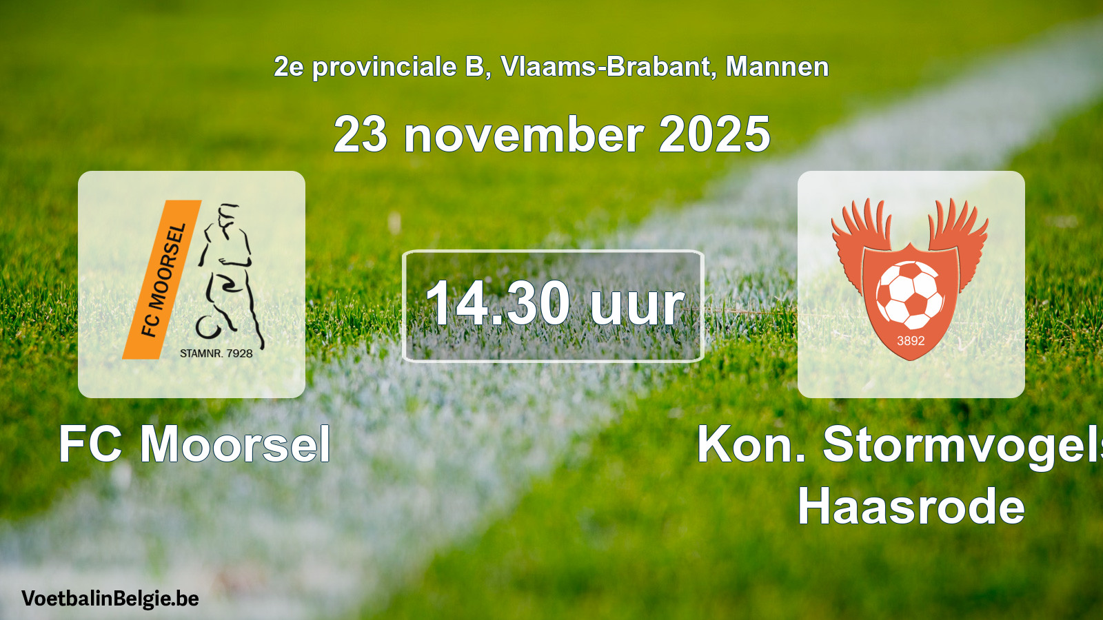 Scheduled match men football: FC Moorsel - Kon. Stormvogels Haasrode (23 November 2025)