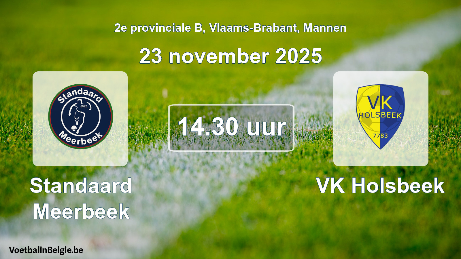 Geplande wedstrijd mannenvoetbal: Standaard Meerbeek - VK Holsbeek (23 november 2025)