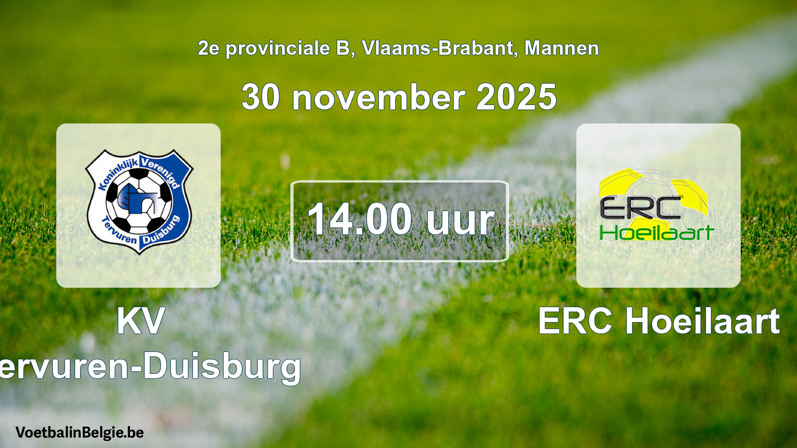 Scheduled match men football: KV Tervuren-Duisburg - ERC Hoeilaart (30 November 2025)