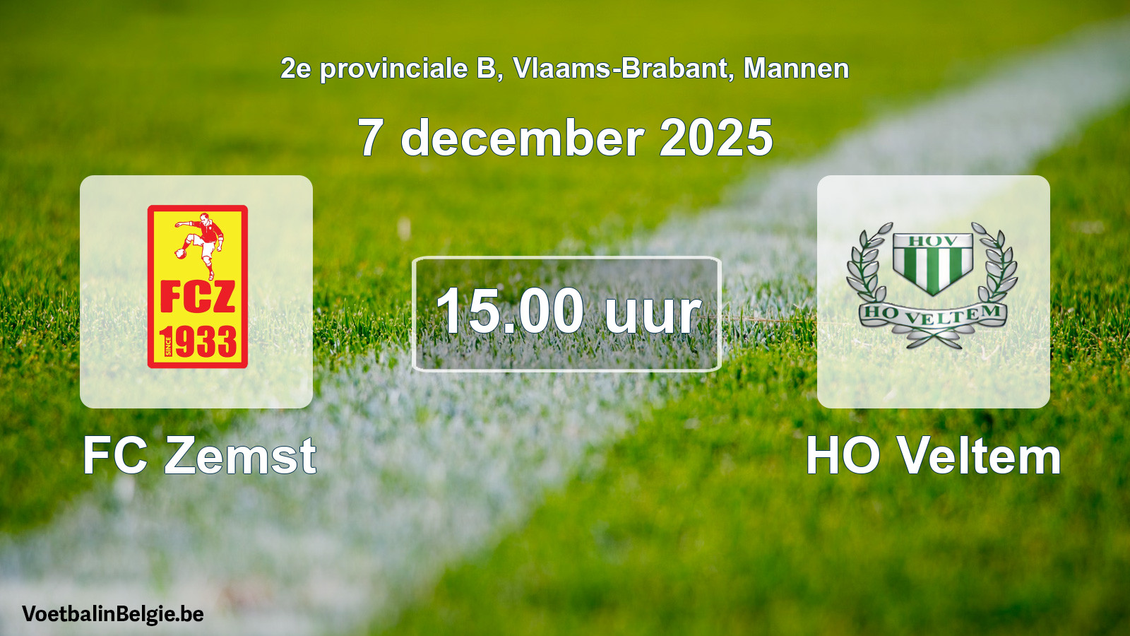 Scheduled match men football: FC Zemst - HO Veltem (7 December 2025)