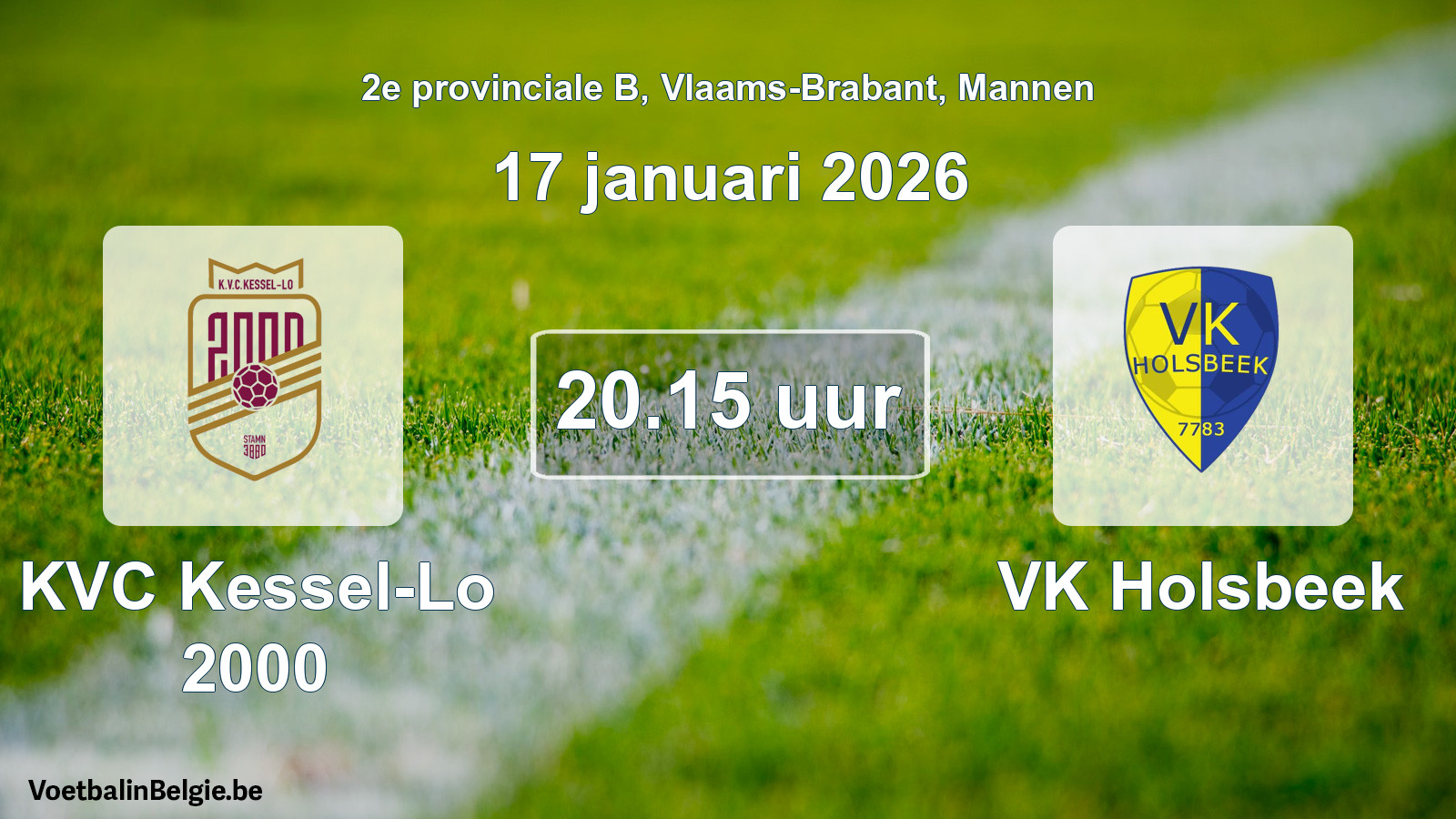 Geplande wedstrijd mannenvoetbal: KVC Kessel-Lo 2000 - VK Holsbeek (17 januari 2026)