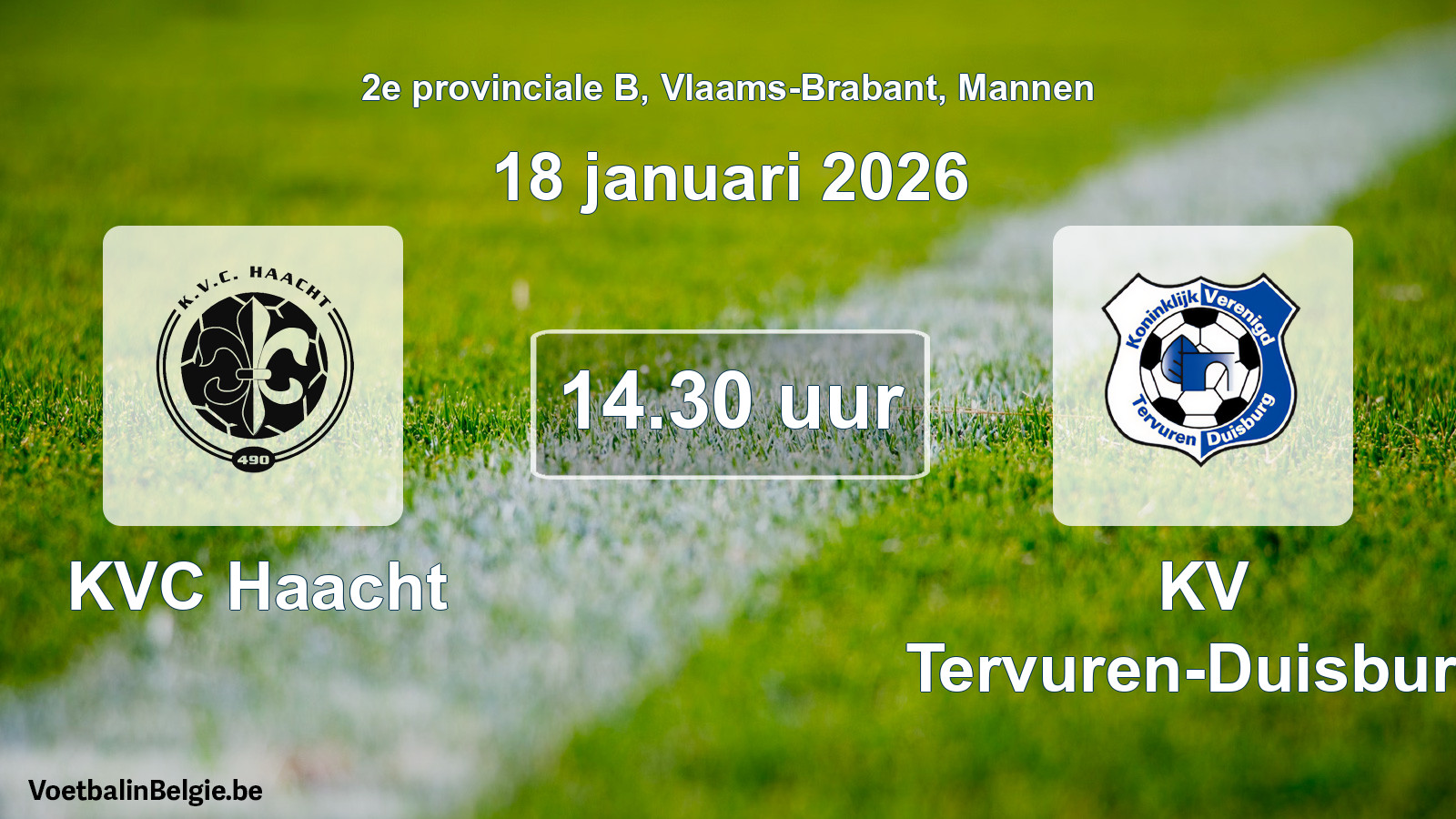 Geplande wedstrijd mannenvoetbal: KVC Haacht - KV Tervuren-Duisburg (18 januari 2026)