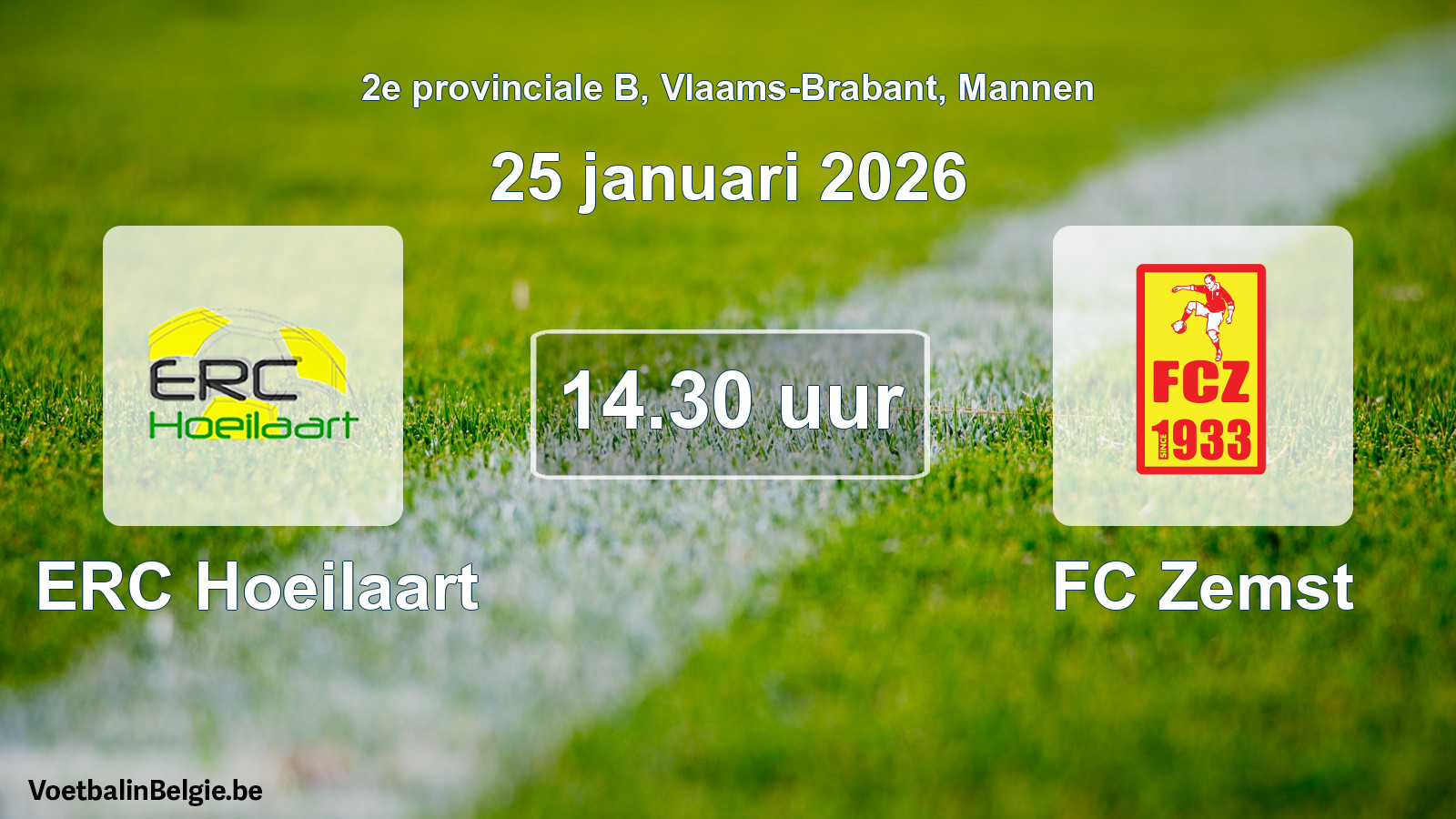 Scheduled match men football: ERC Hoeilaart - FC Zemst (25 January 2026)