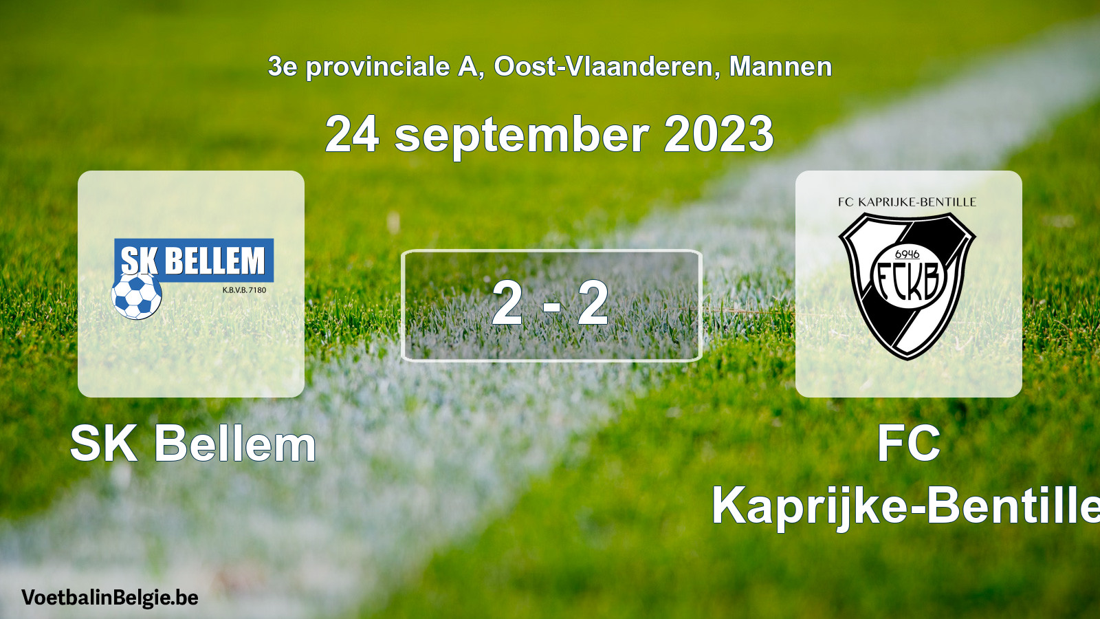 Played match men football: SK Bellem - FC Kaprijke-Bentille 2 - 2 (24 September 2023)