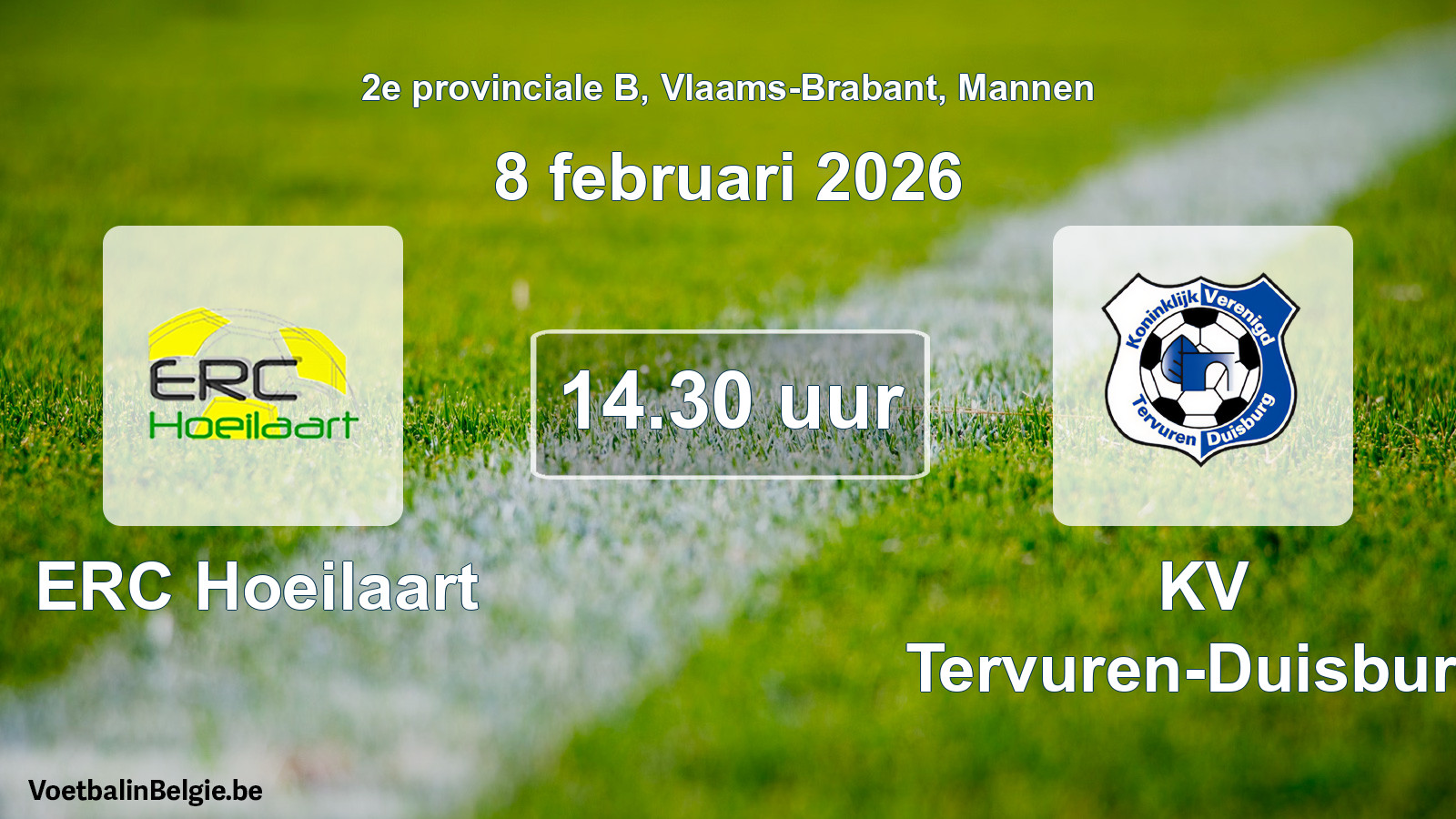 Scheduled match men football: ERC Hoeilaart - KV Tervuren-Duisburg (8 February 2026)