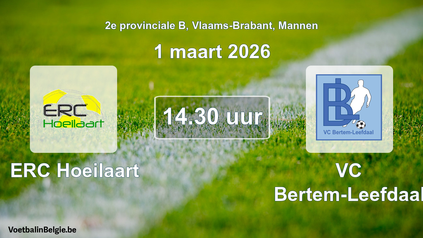 Scheduled match men football: ERC Hoeilaart - VC Bertem-Leefdaal (1 March 2026)