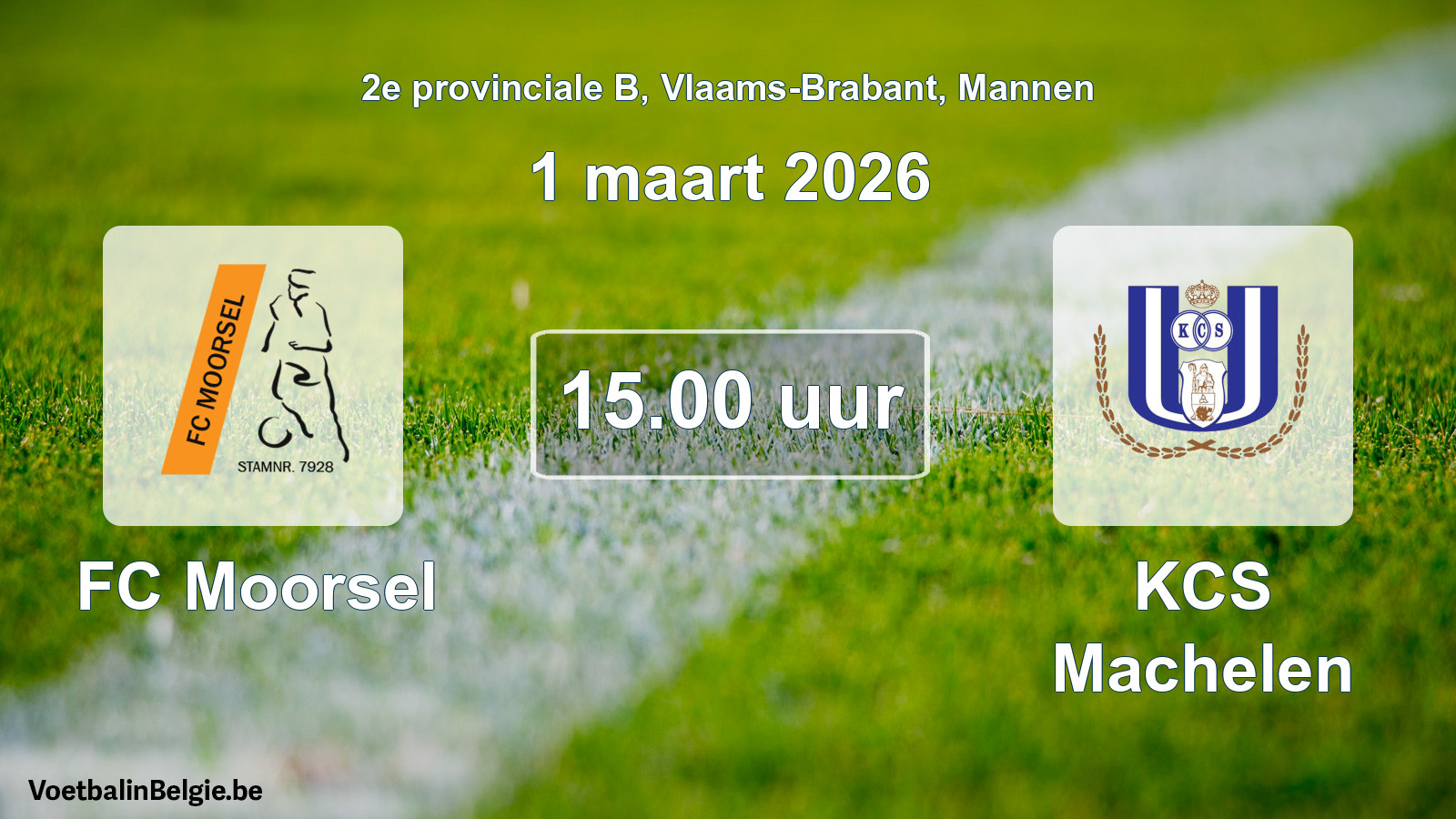 Scheduled match men football: FC Moorsel - KCS Machelen (1 March 2026)