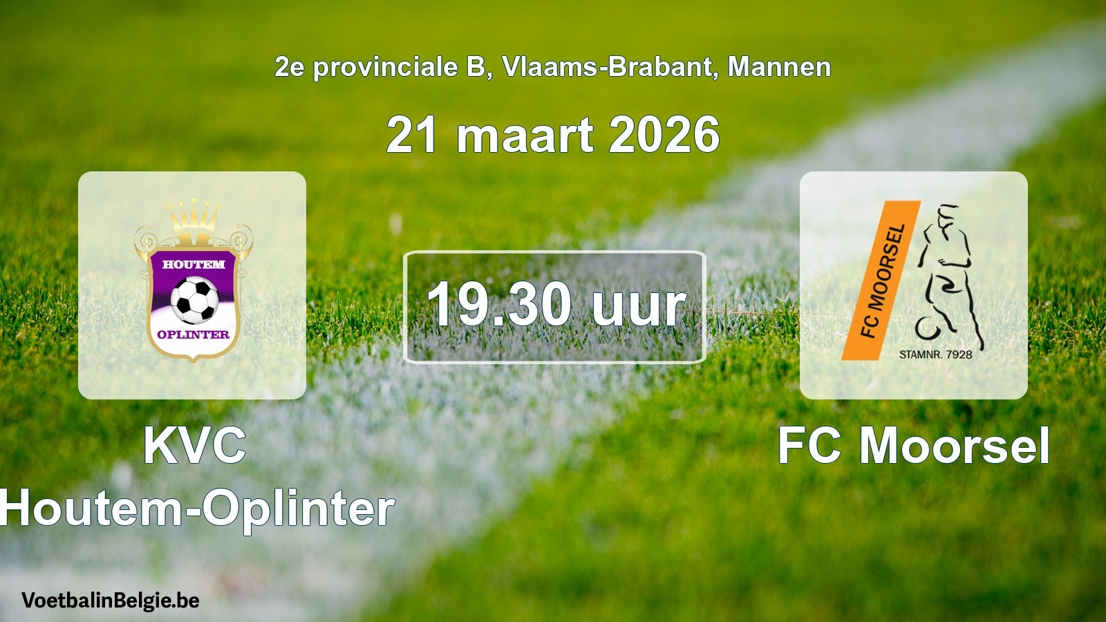 Scheduled match men football: KVC Houtem-Oplinter - FC Moorsel (21 March 2026)
