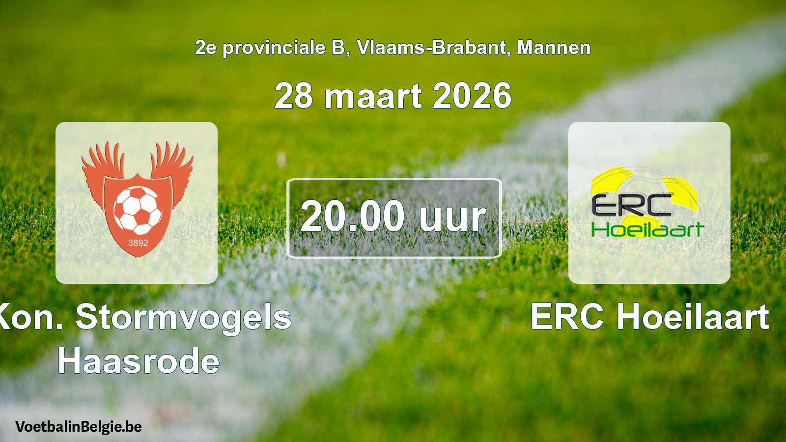 Scheduled match men football: Kon. Stormvogels Haasrode - ERC Hoeilaart (28 March 2026)