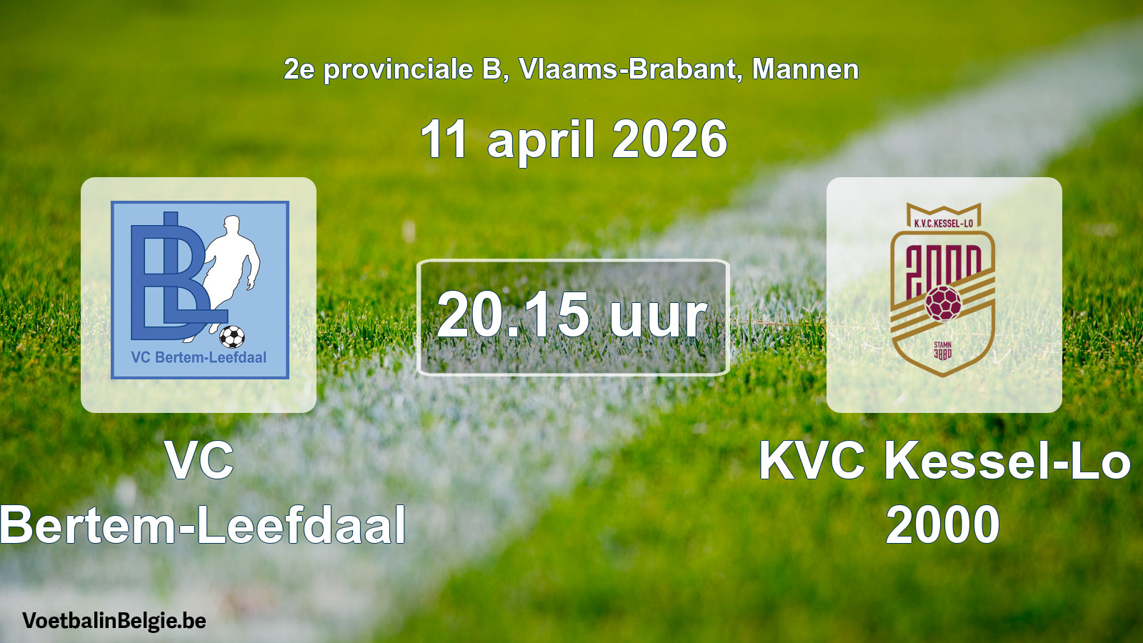 Scheduled match men football: VC Bertem-Leefdaal - KVC Kessel-Lo 2000 (11 April 2026)