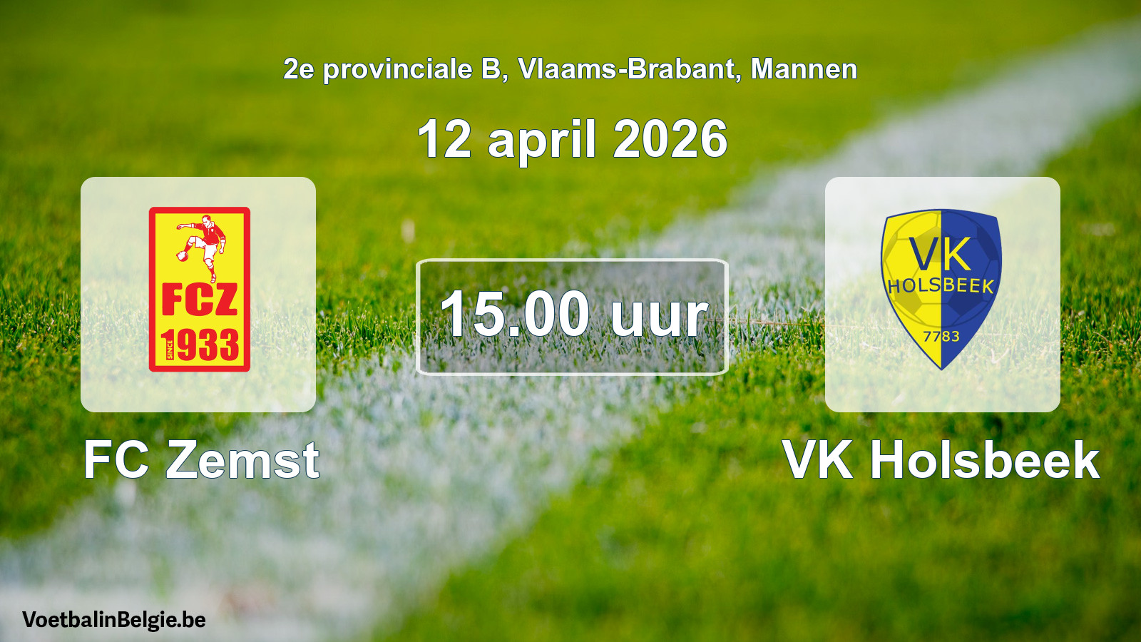 Geplande wedstrijd mannenvoetbal: FC Zemst - VK Holsbeek (12 april 2026)