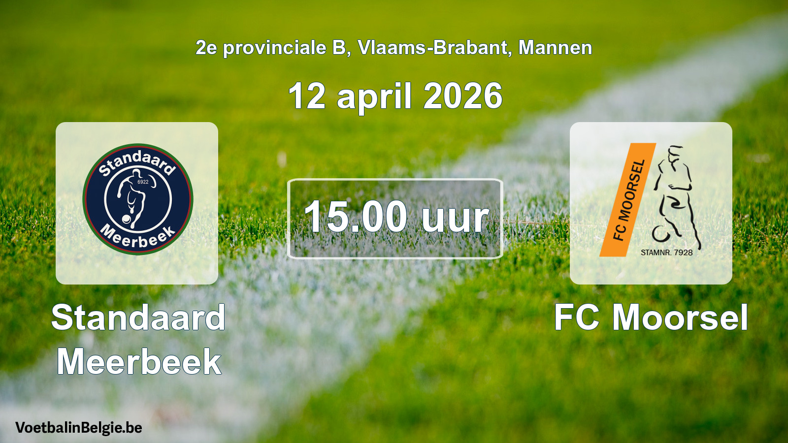 Scheduled match men football: Standaard Meerbeek - FC Moorsel (12 April 2026)