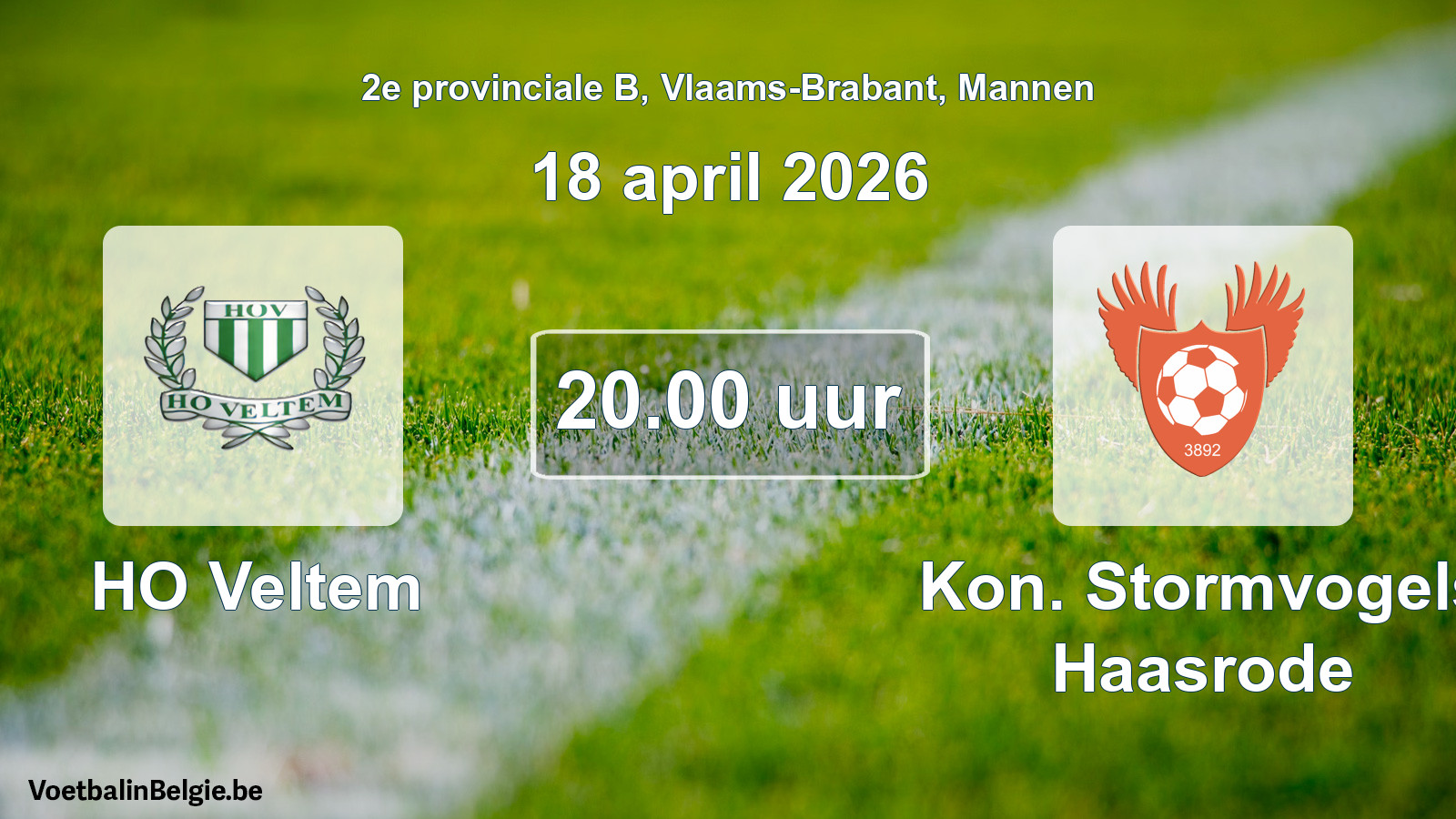 Scheduled match men football: HO Veltem - Kon. Stormvogels Haasrode (18 April 2026)
