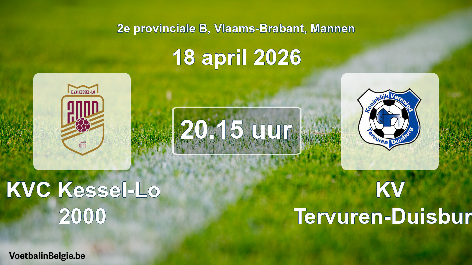 Scheduled match men football: KVC Kessel-Lo 2000 - KV Tervuren-Duisburg (18 April 2026)