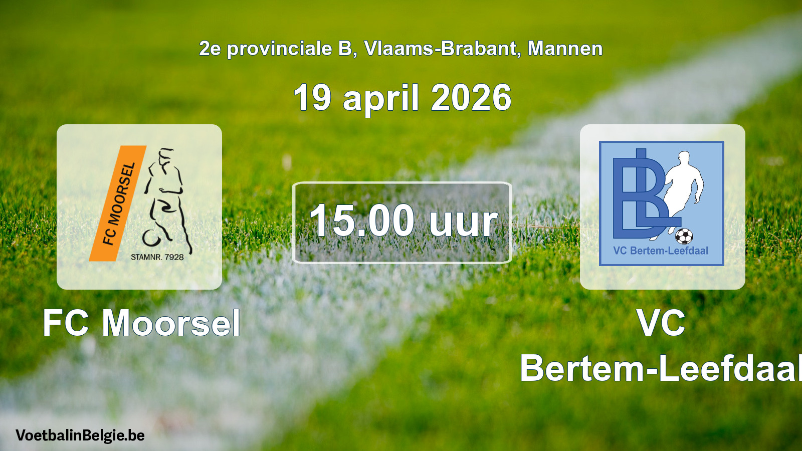 Scheduled match men football: FC Moorsel - VC Bertem-Leefdaal (19 April 2026)