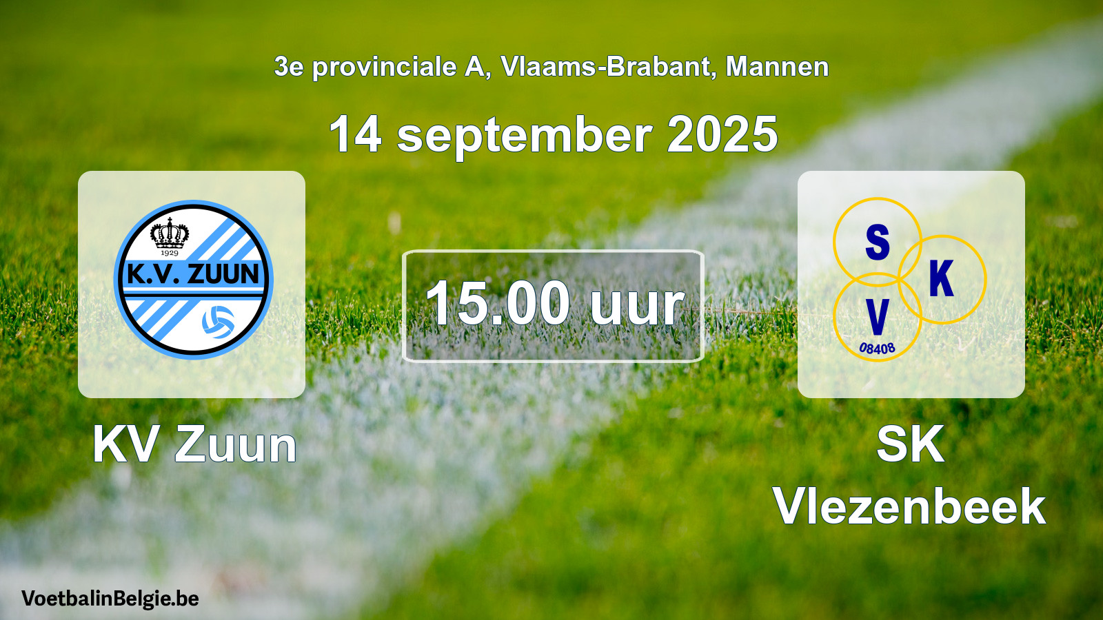 Scheduled match men football: KV Zuun - SK Vlezenbeek (14 September 2025)