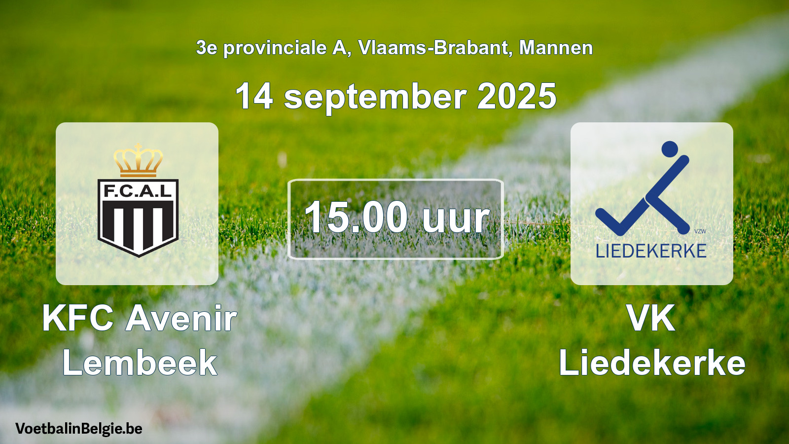Scheduled match men football: KFC Avenir Lembeek - VK Liedekerke (14 September 2025)