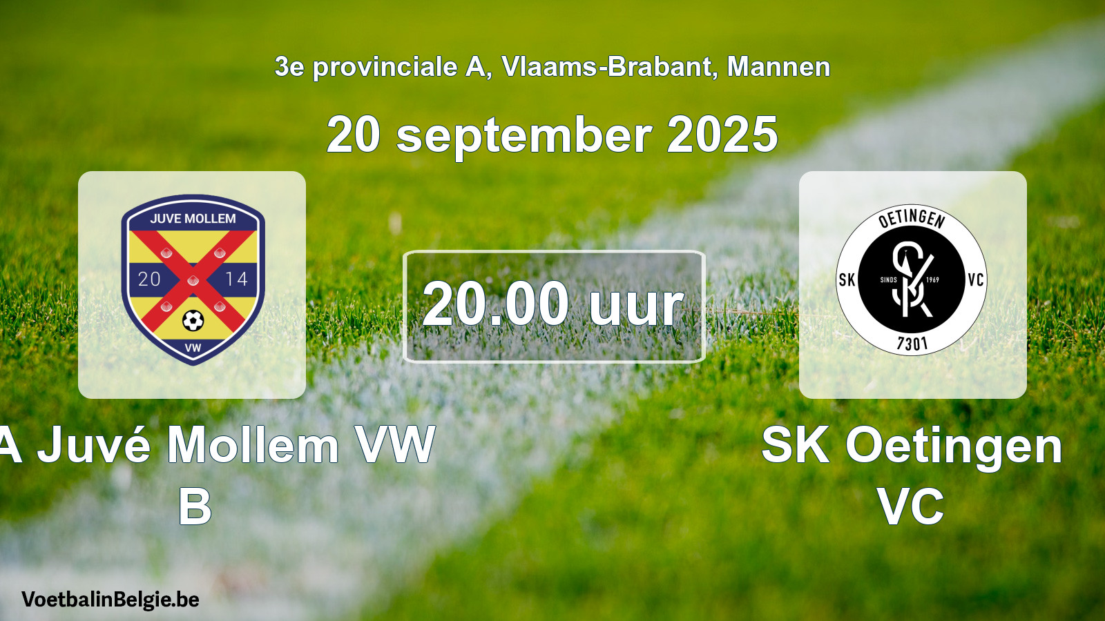 Scheduled match men football: SA Juvé Mollem VW B - SK Oetingen VC (20 September 2025)