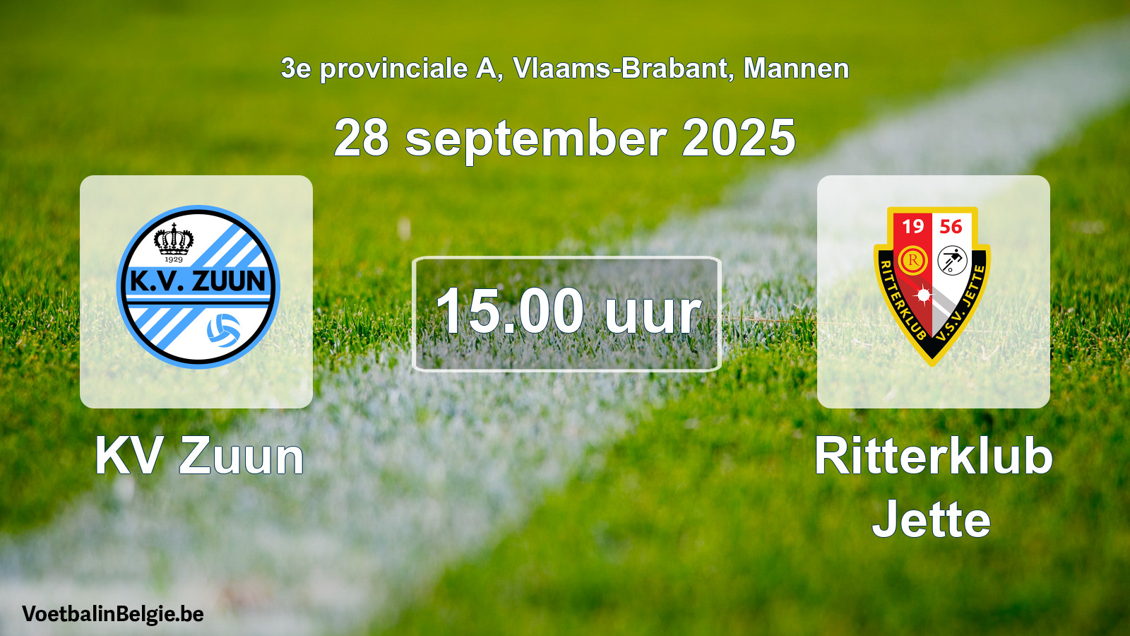 Scheduled match men football: KV Zuun - Ritterklub Jette (28 September 2025)