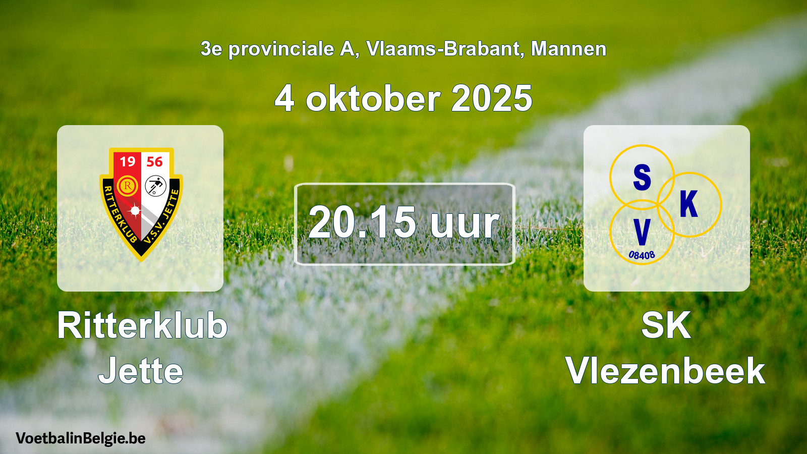 Scheduled match men football: Ritterklub Jette - SK Vlezenbeek (4 October 2025)