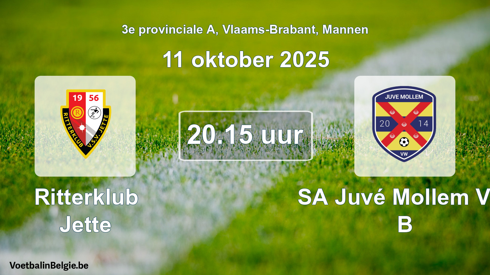 Scheduled match men football: Ritterklub Jette - SA Juvé Mollem VW B (11 October 2025)