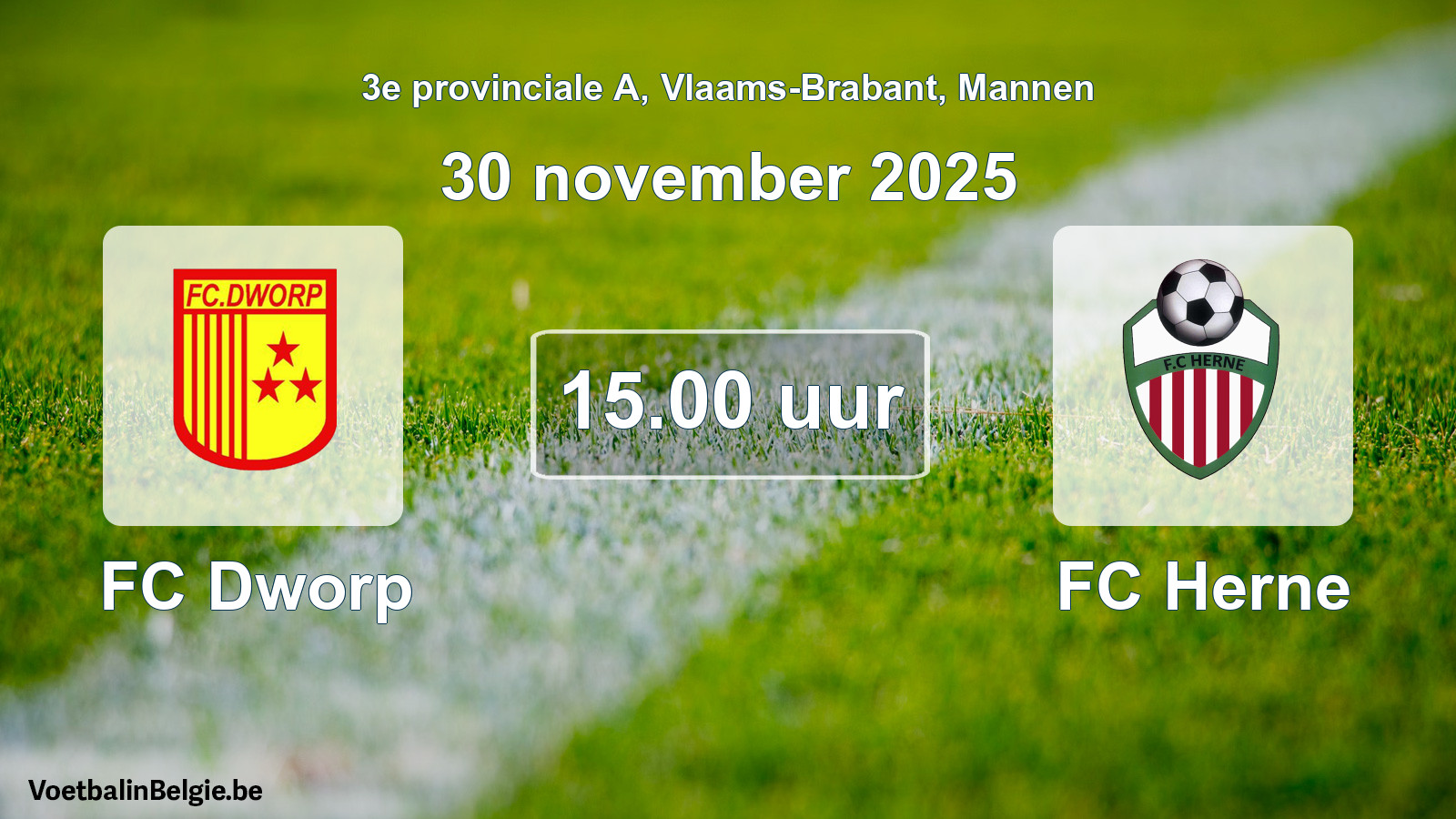 Geplande wedstrijd mannenvoetbal: FC Dworp - FC Herne (30 november 2025)