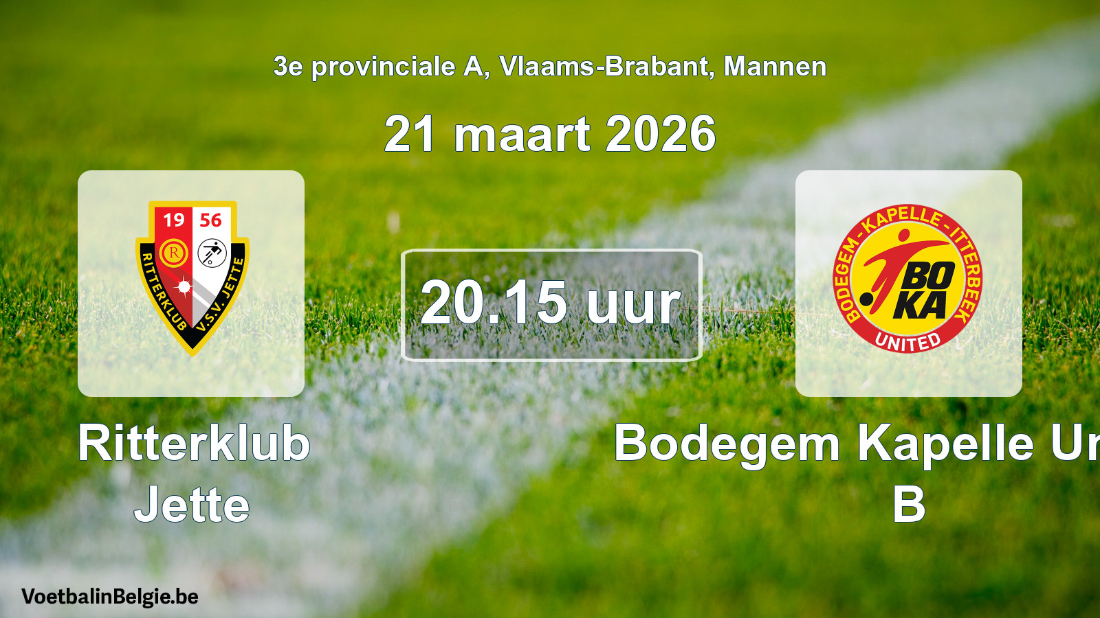 Scheduled match men football: Ritterklub Jette - Bodegem Kapelle United B (21 March 2026)